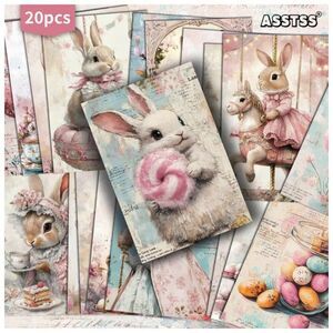 Retro Bunny Illustrations Junk Journal Paper Suitable for Scrapbooking Crafting